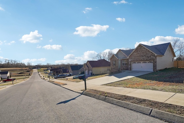 view of road featuring a residential view and sidewalks