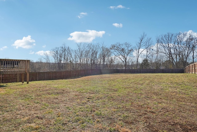 view of yard featuring a fenced backyard