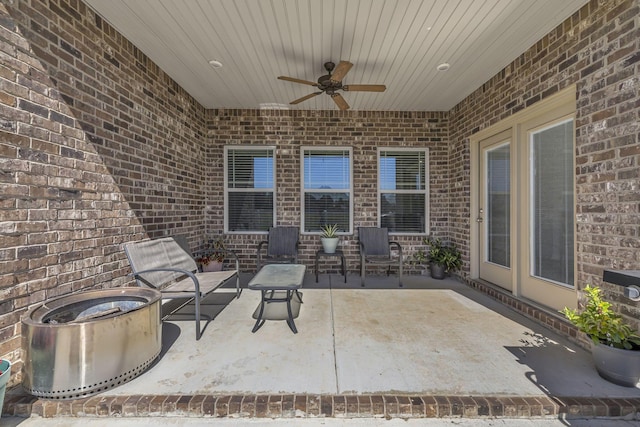 view of patio / terrace with ceiling fan