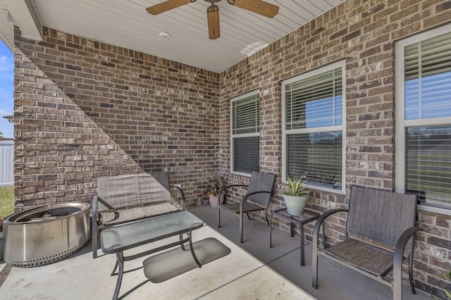 view of patio / terrace featuring a ceiling fan