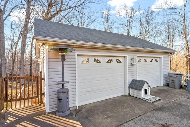 view of detached garage