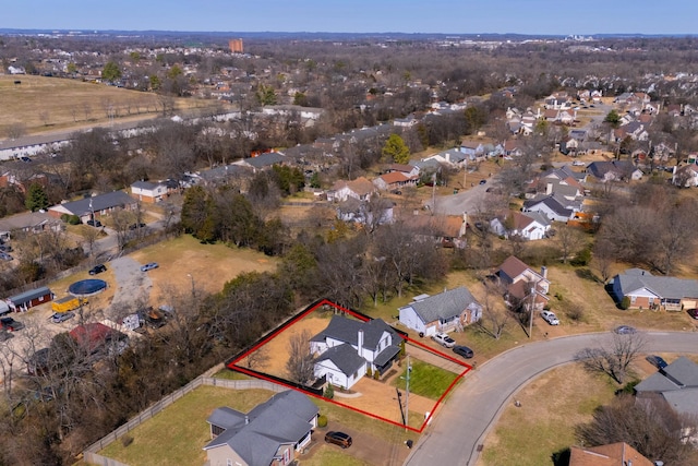 bird's eye view featuring a residential view