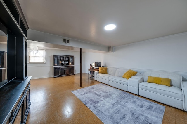 living area with visible vents