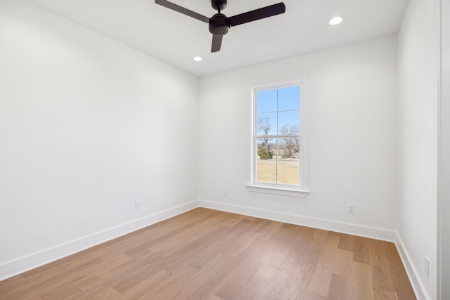 998 Iron Hill Rd, Burns, TN 37029 - spare room featuring light wood-style flooring, baseboards, ceiling fan, and recessed lighting