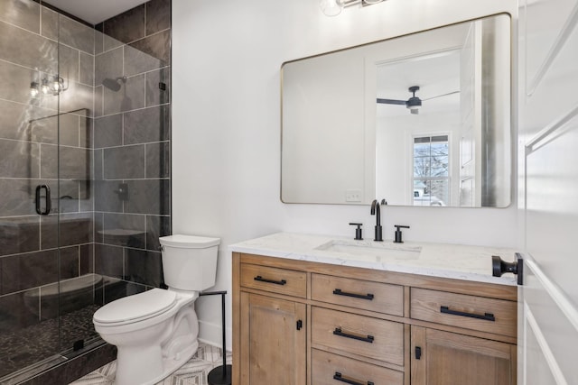 998 Iron Hill Rd, Burns, TN 37029 - full bathroom featuring toilet, a stall shower, and vanity