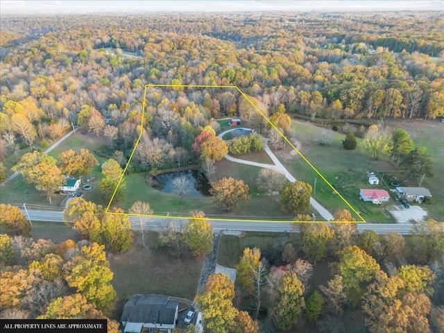 aerial view with a forest view