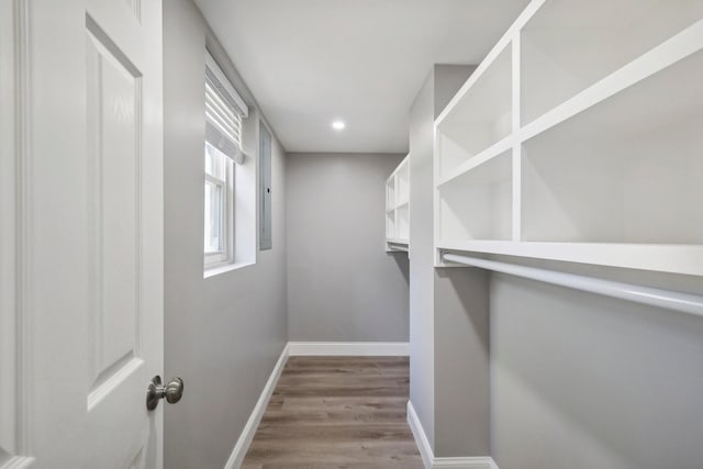 spacious closet with wood finished floors