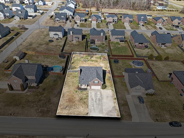 bird's eye view with a residential view