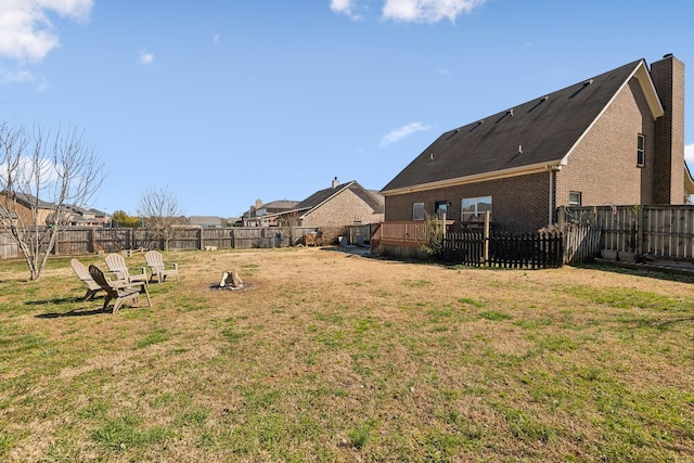 view of yard featuring a fenced backyard