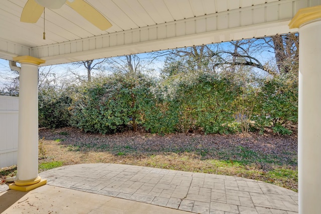 view of patio / terrace with ceiling fan