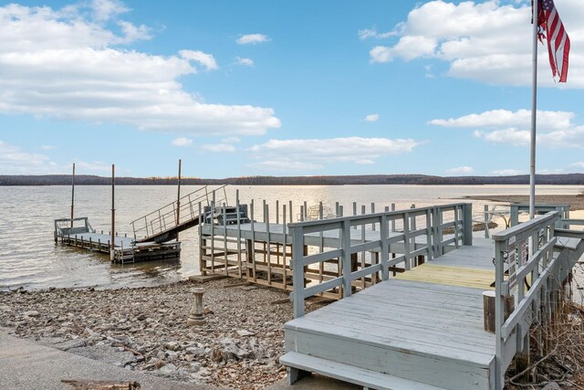 view of dock featuring a water view