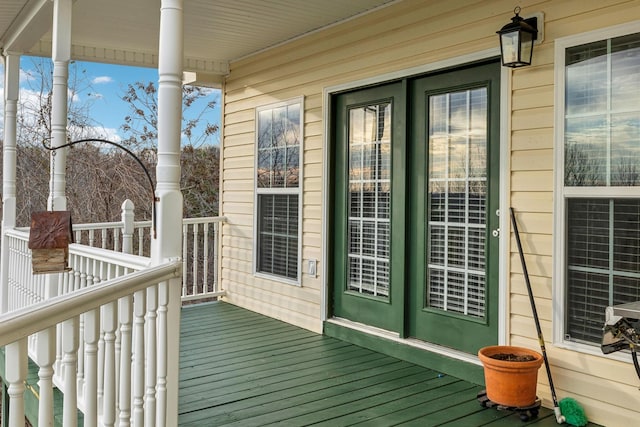 wooden deck with a porch