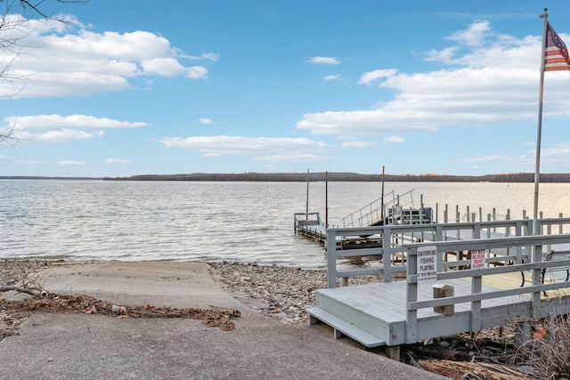 view of dock featuring a water view