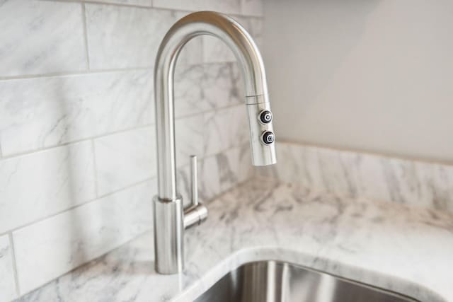 details with light stone counters and a sink