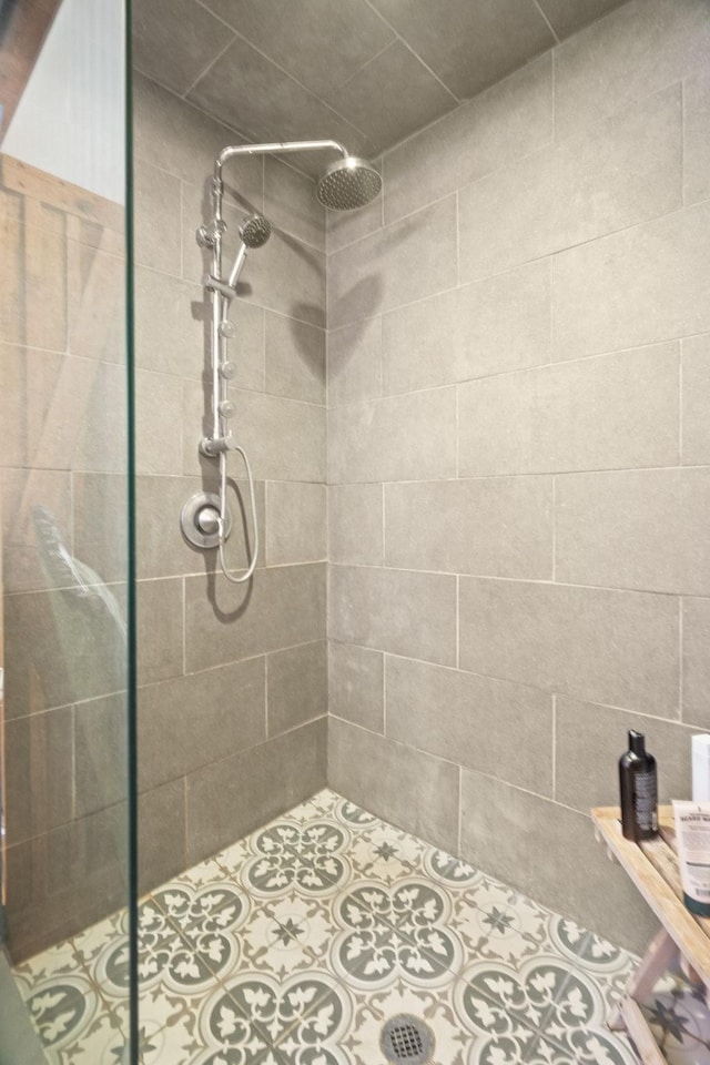 bathroom with a stall shower