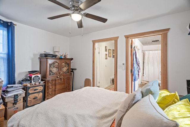 bedroom featuring ceiling fan