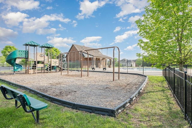 community play area featuring fence