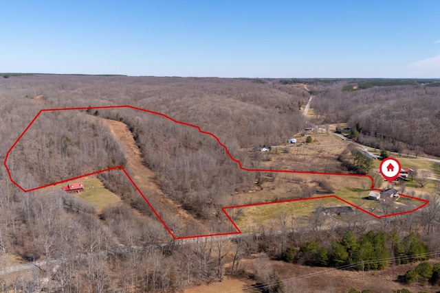 birds eye view of property with a rural view