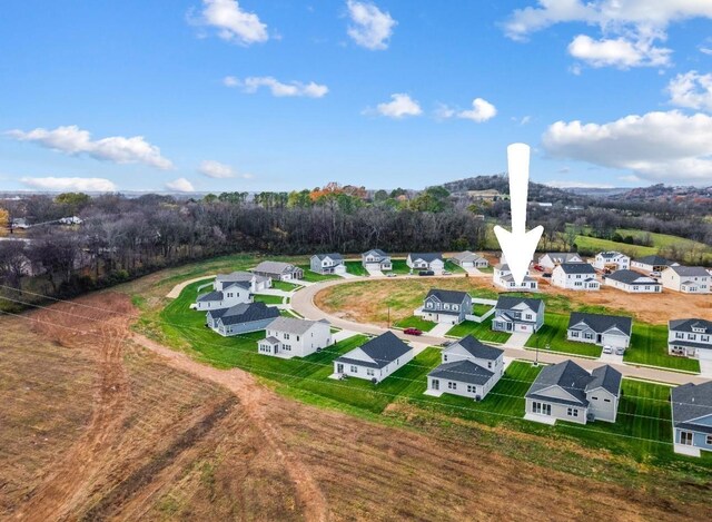 bird's eye view with a residential view