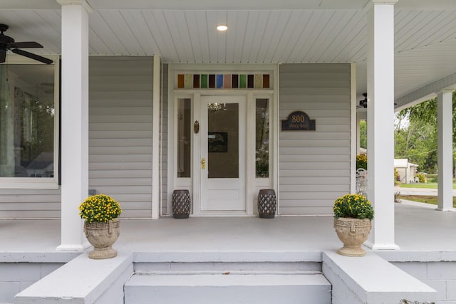 doorway to property with a porch