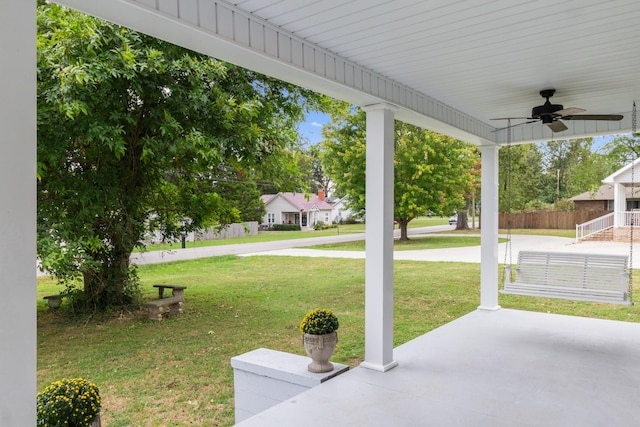 view of patio / terrace with ceiling fan