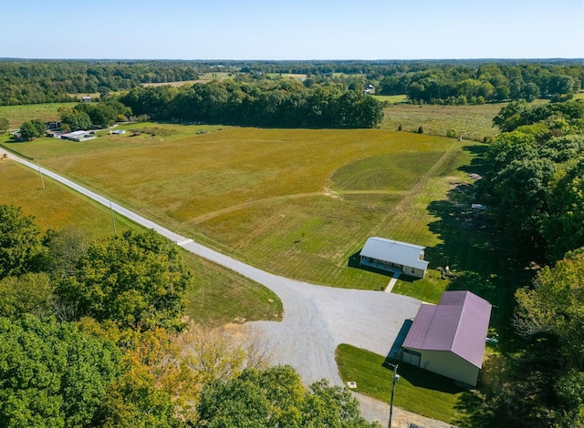 drone / aerial view with a rural view