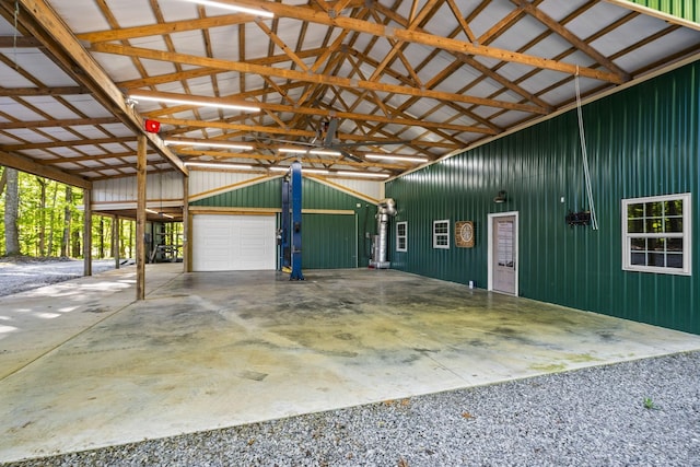 garage featuring metal wall