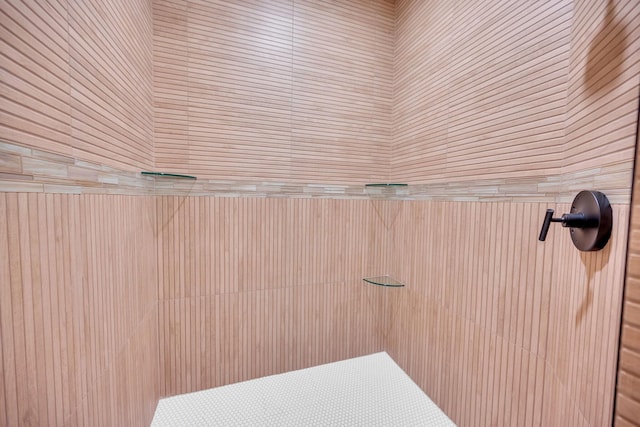 interior space with tiled shower