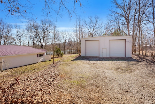 view of detached garage