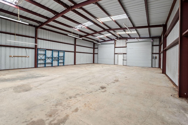 garage with metal wall