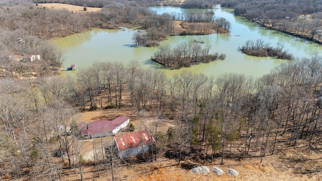 bird's eye view featuring a water view