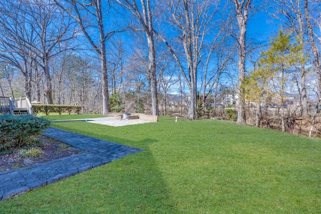 view of yard with a deck