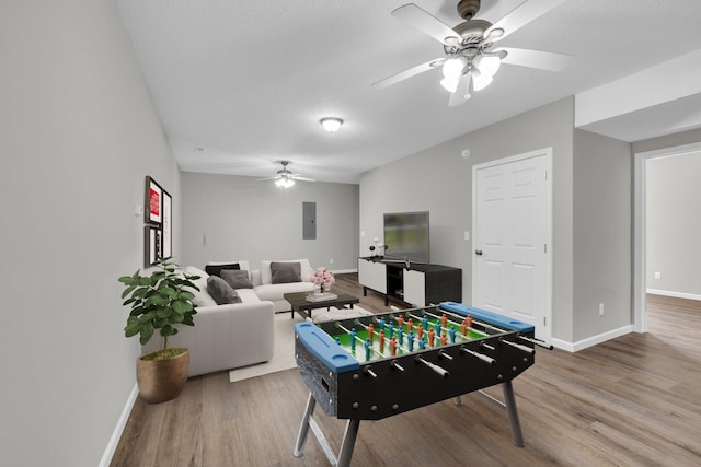 8115 Standifer Gap Rd, Chattanooga, TN 37421 - game room with baseboards, ceiling fan, and wood finished floors