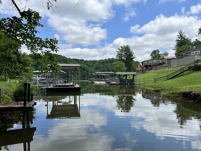 water view with a boat dock