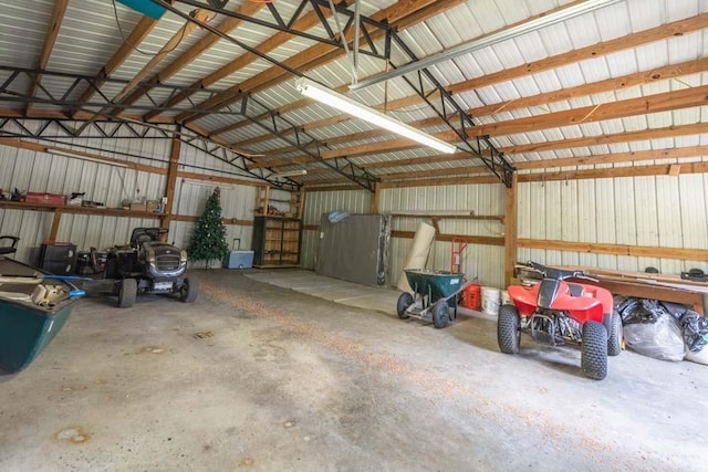 garage featuring metal wall