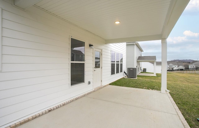 view of patio featuring central AC unit