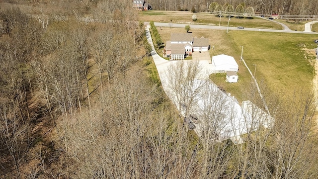 birds eye view of property with a rural view