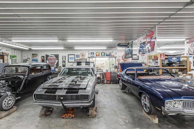 garage featuring metal wall