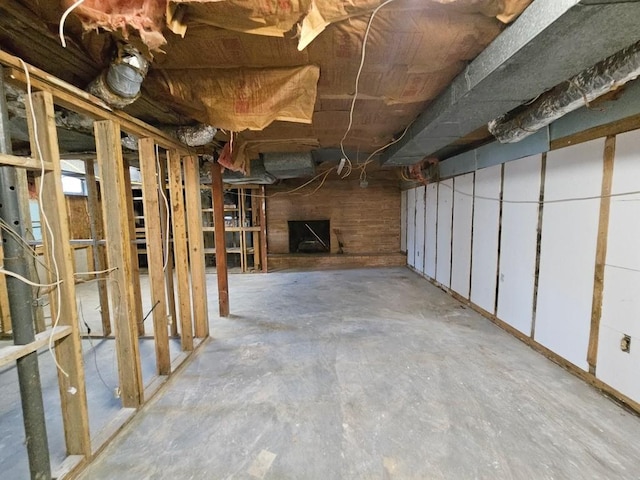 view of unfinished basement