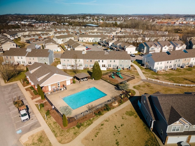 bird's eye view with a residential view