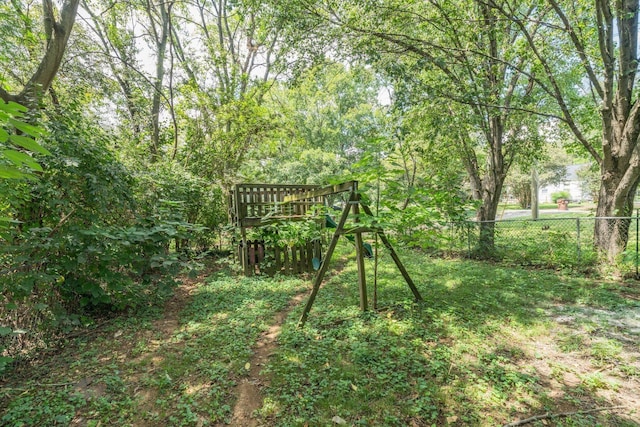 view of yard with fence