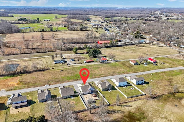 drone / aerial view with a rural view