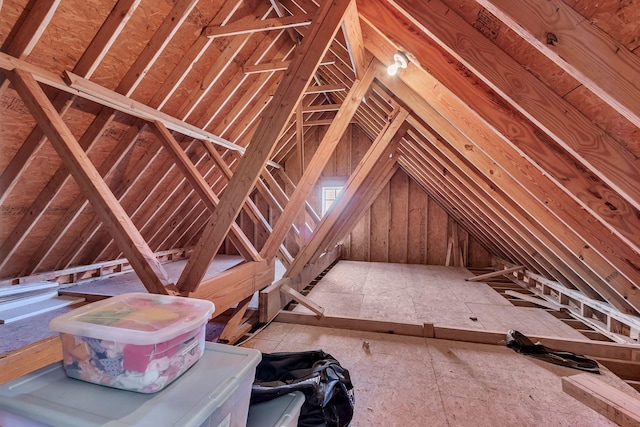 view of unfinished attic