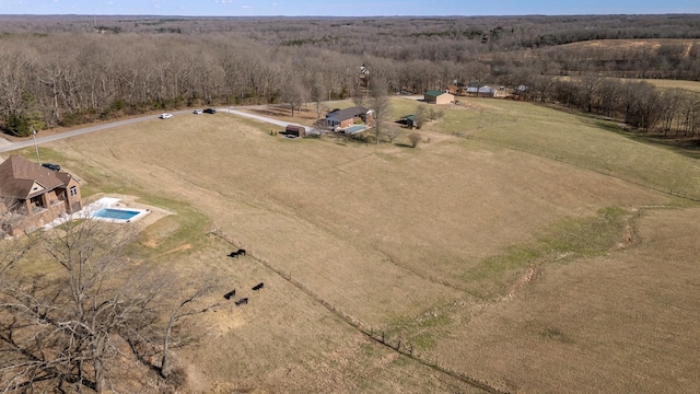 bird's eye view featuring a rural view