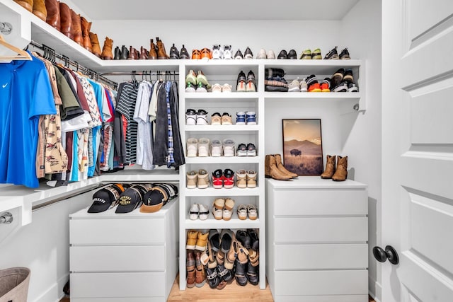 spacious closet with wood finished floors