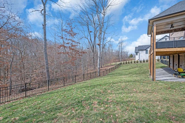 view of yard featuring a patio area and a fenced backyard