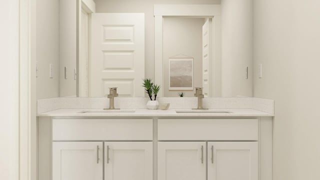 bathroom with a sink and double vanity