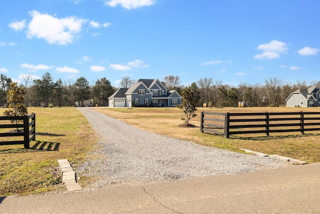 view of street featuring a rural view and driveway