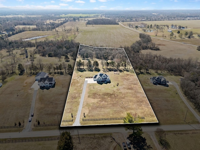 drone / aerial view featuring a rural view