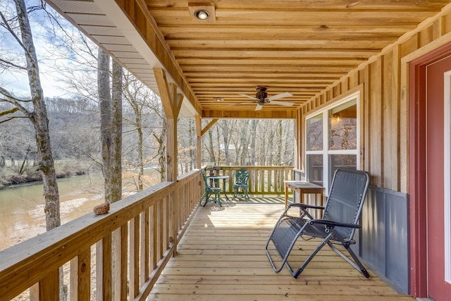 deck featuring ceiling fan